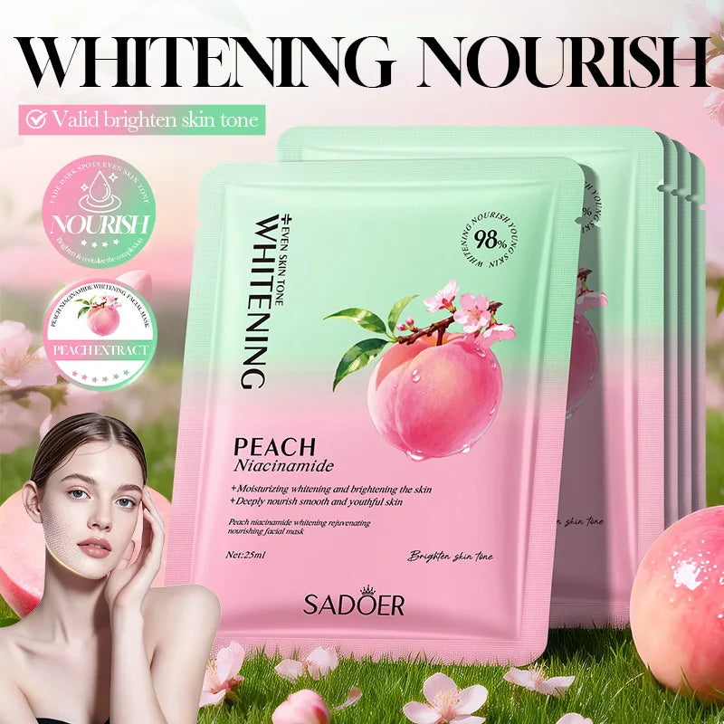 5psc SADOER Peach Niacinamide Facial Masks Anti-aging Hydrating