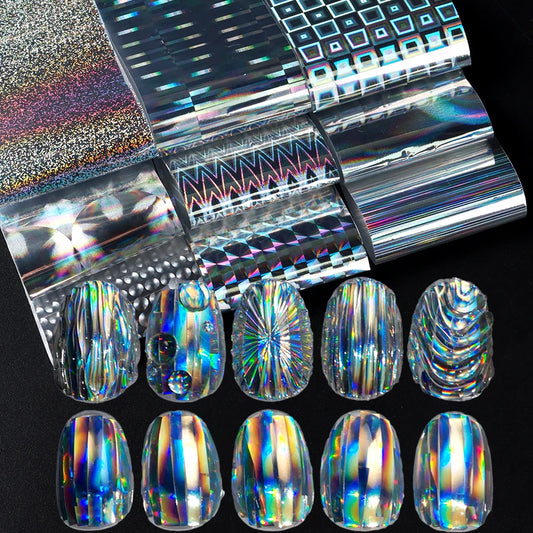 Holographic Chrome Nail Art Foil Transfer Stickers