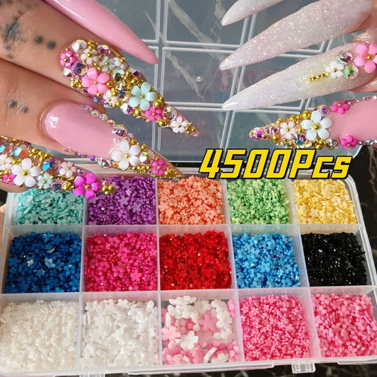 3D Acrylic Flower Nail Charms – Mixed Colors