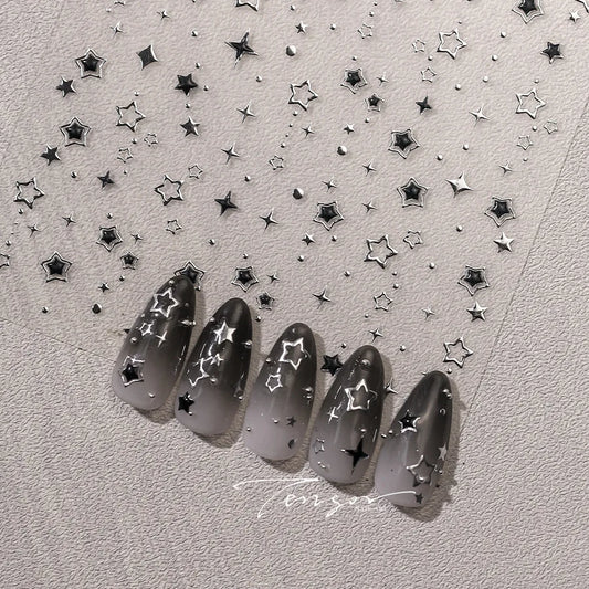 Silver Star Nail Art Stickers