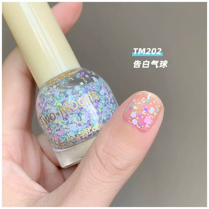 Two Moons 10ml Water-Based Peel Off Nail Glitter Nail Lacquer