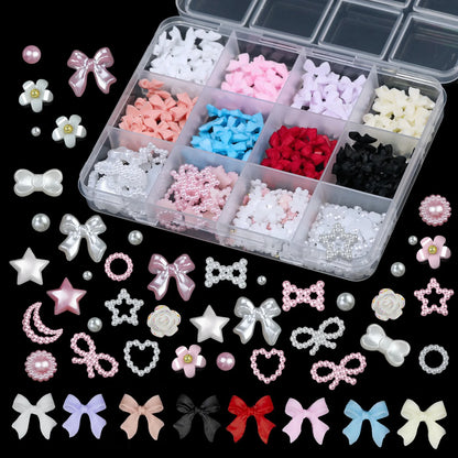 Pearl, Bow & Heart Nail Charms – Mixed Set