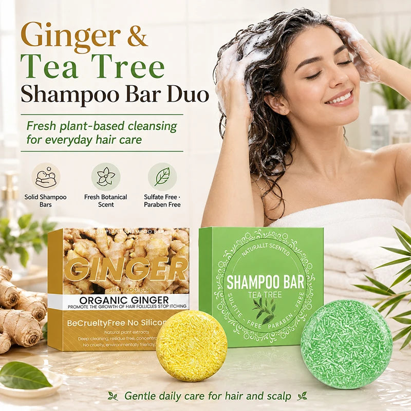 Ginger Tea Tree Soap Shampoo Bar Deep Cleansing Purifying Oil