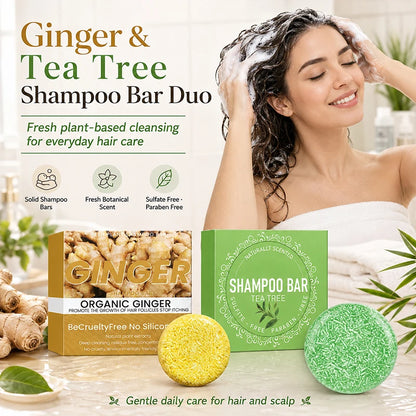 Ginger Tea Tree Soap Shampoo Bar Deep Cleansing Purifying Oil
