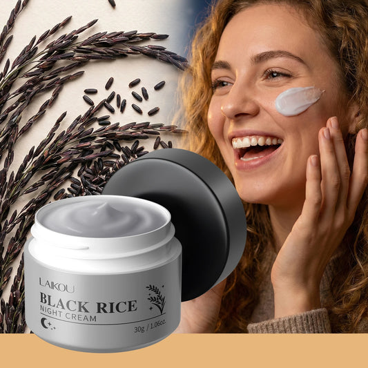 LAIKOU Black Rice Night Cream 30g Long-Lasting Moisture