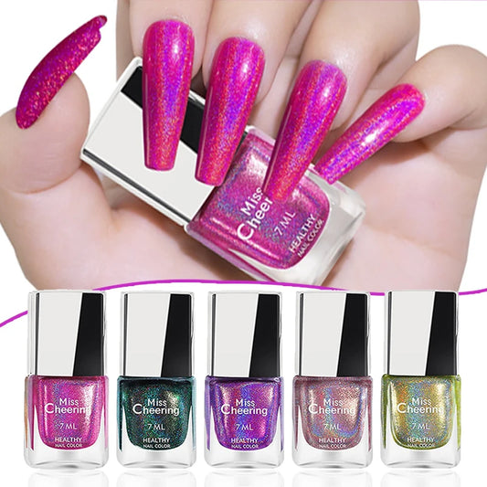 Rainbow Sparkle Holographic Nail Polish 7ml Multichrome Laser