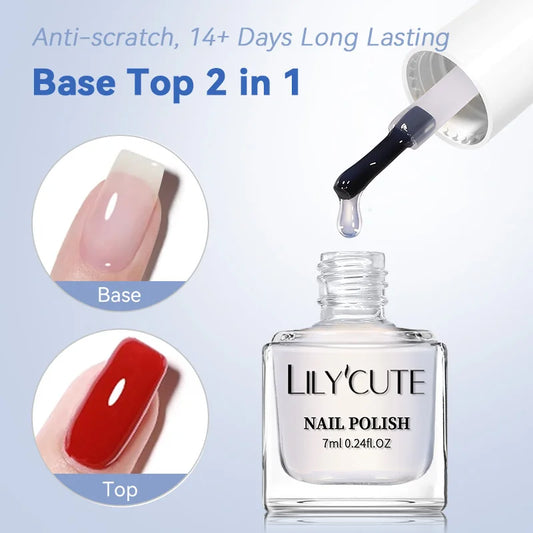 LILYCUTE 7ml 2 in 1 Clear Water-based Nail Base Top Polish