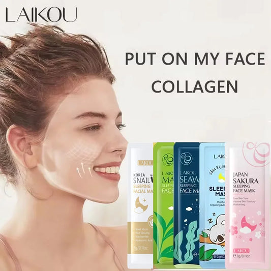LAIKOU 5pcs Moisturizing Facial Mask Hydrating Sleeping Face