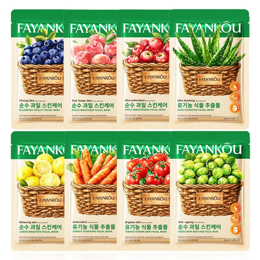 8pcs/kit FAYANKOU Fruit Facial Masks Moisturizing Brightening