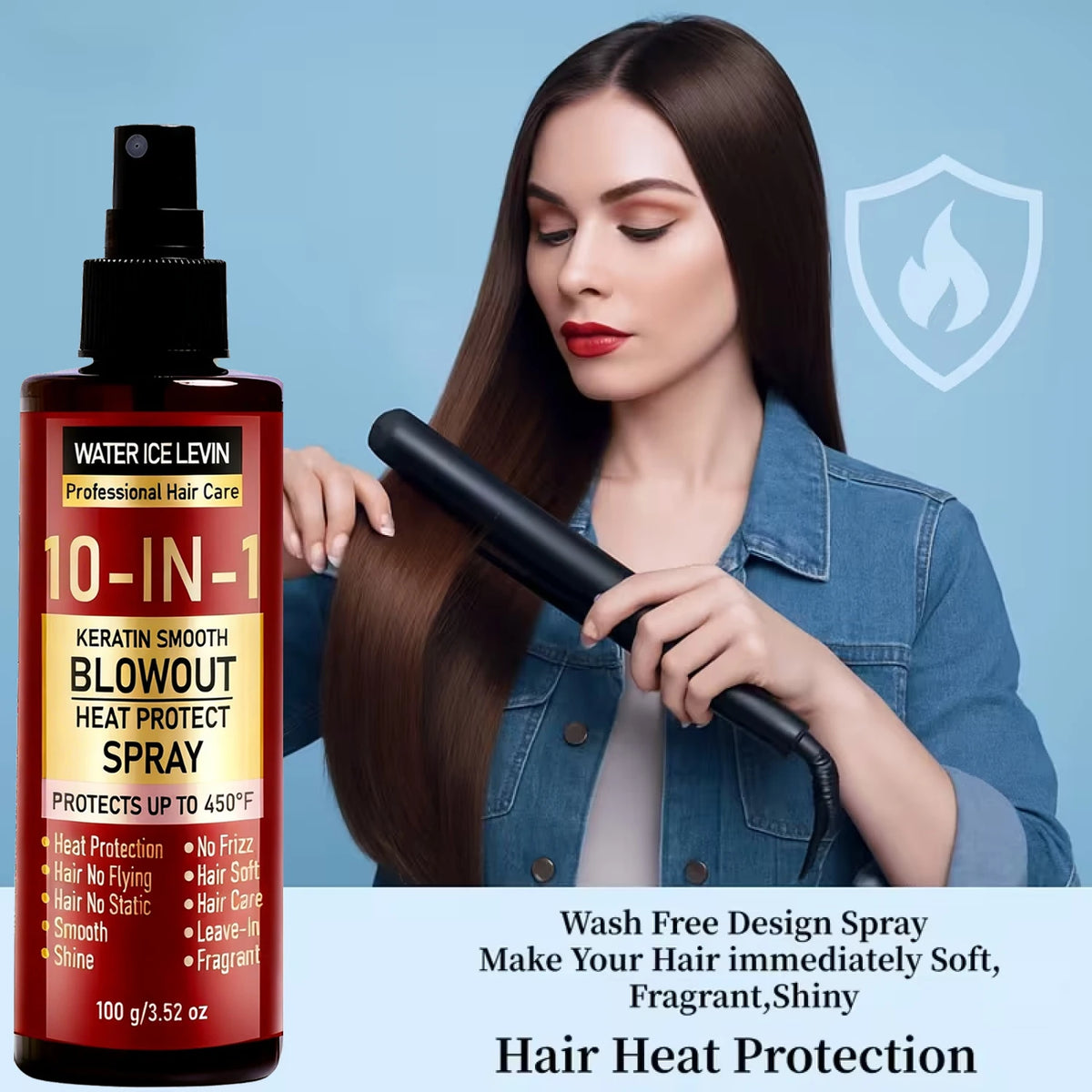 10-IN-1 Heat Protect Spray with Keratin, Collagen Hyaluronic Acid