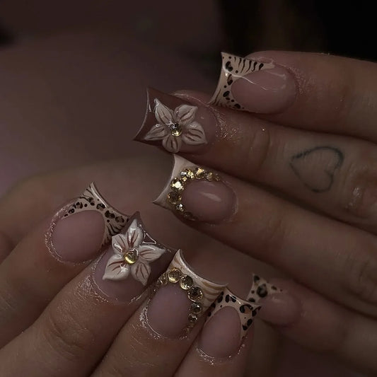 Leopard French Press-On Nails