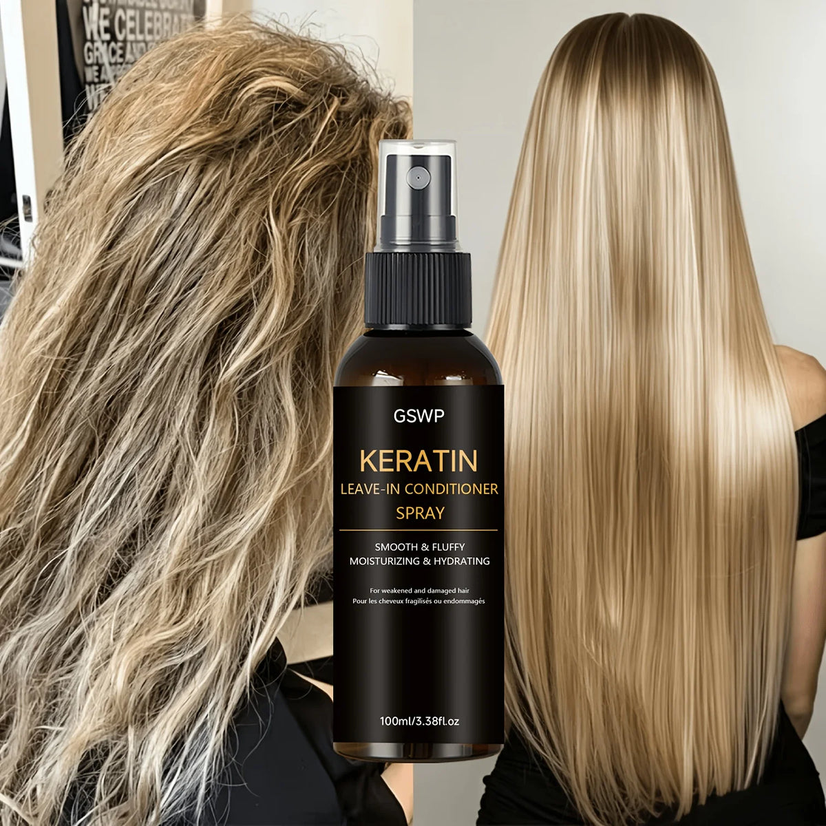 GSWP Keratin Leave-In Conditioner Spray, Smooth Fluffy