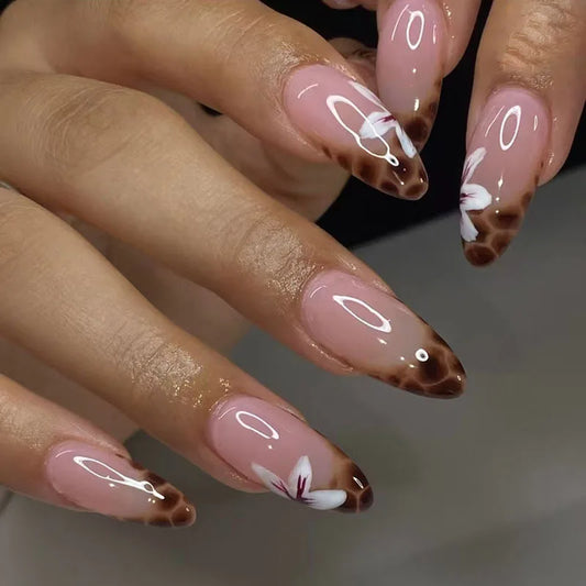 Orchid French Tip Press-On Nails – Leopard
