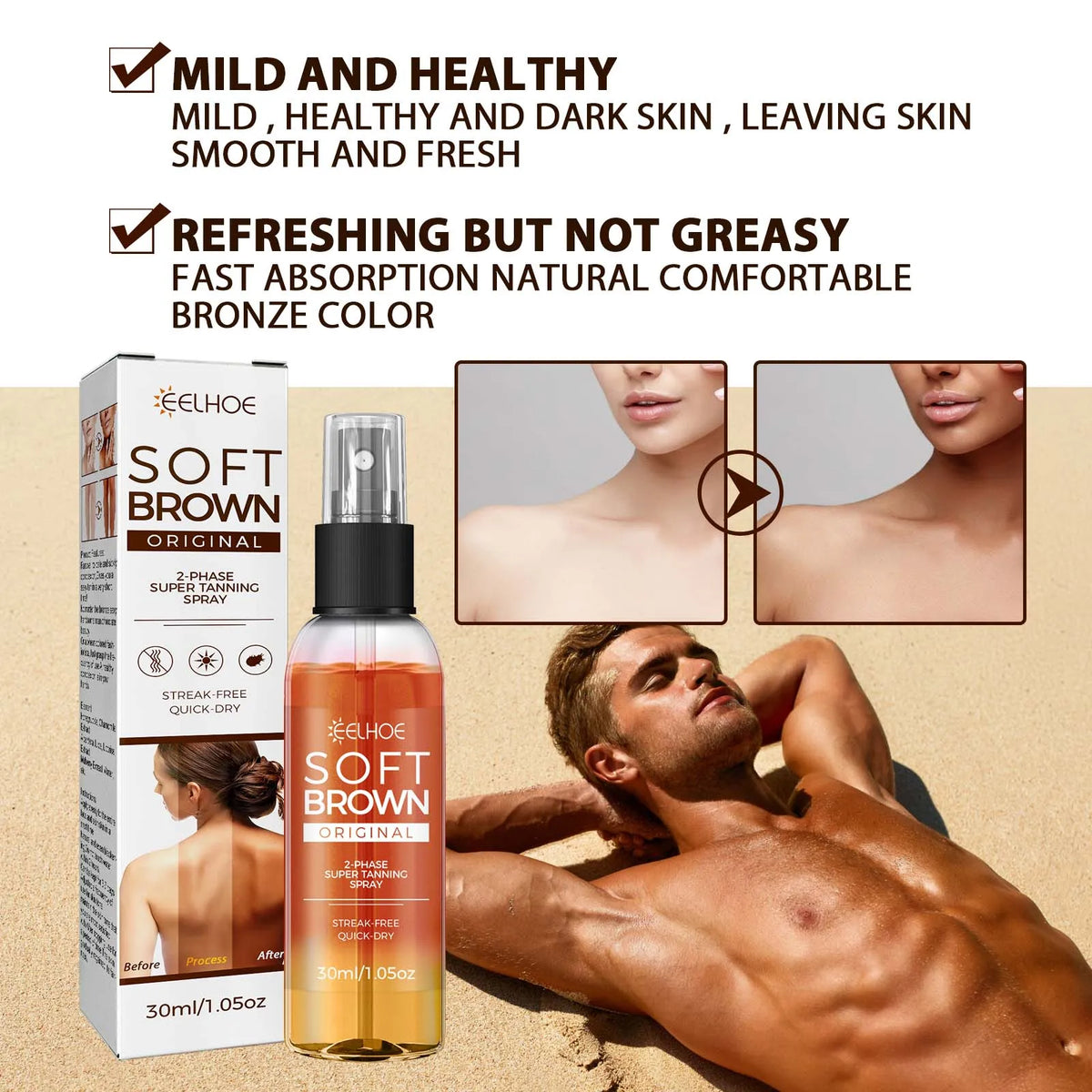 Self Tanning Spray Assist Natural Soft Antique Bronzer Wheat Skin