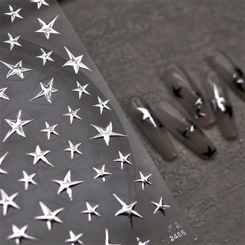Metallic Laser Star Nail Decals