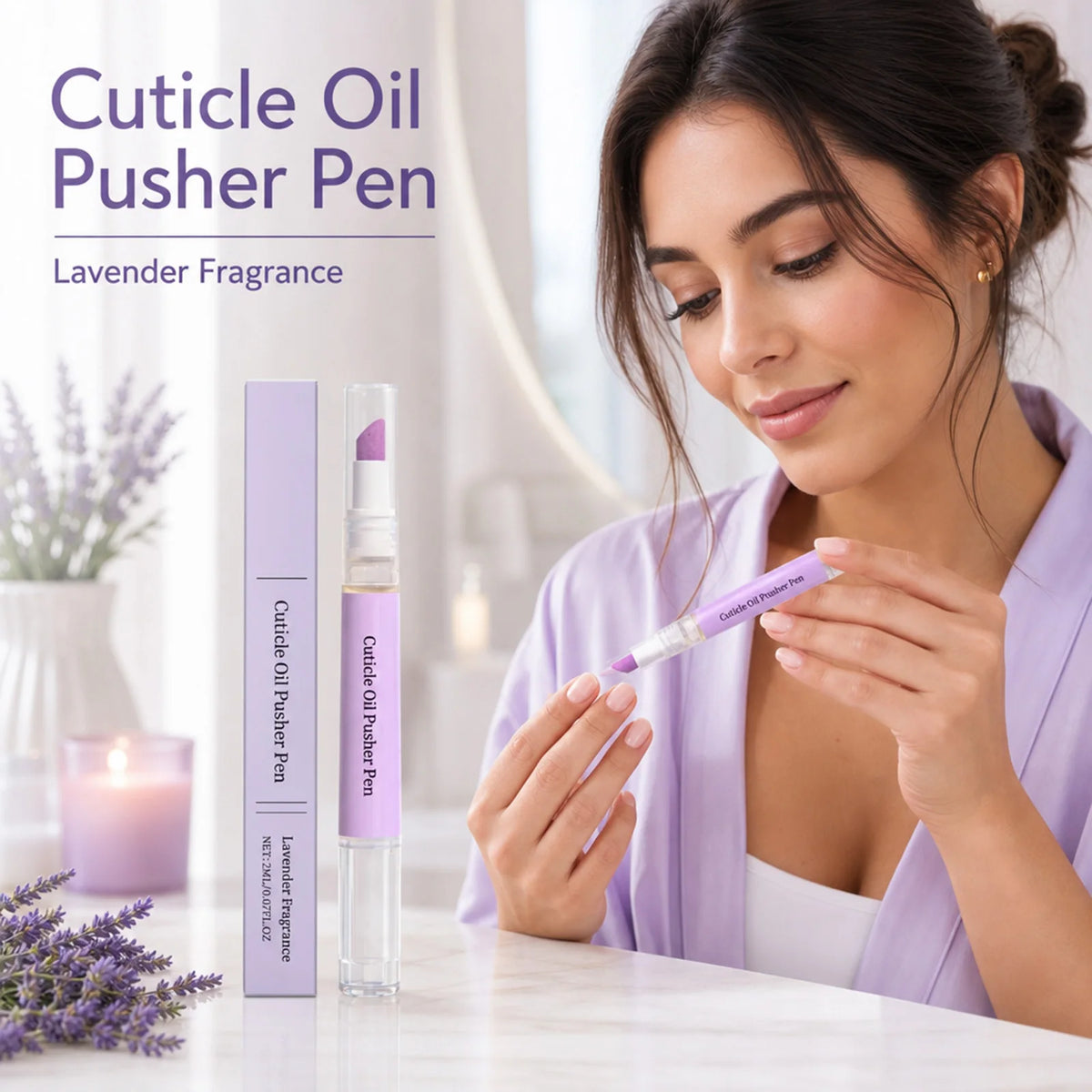 1/2/3/5PCS 2In1 Cuticle Oil Pusher Pen Lavender Removes Repairs