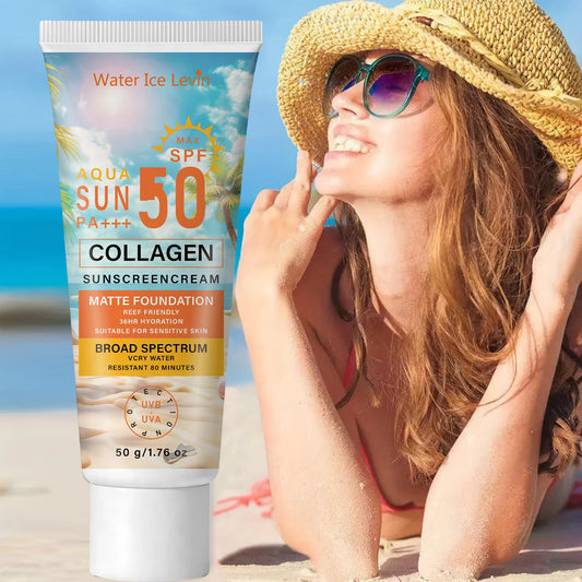 SPF50 PA+++ Sunscreen, 36HR Hydrating Water Resistant Collagen