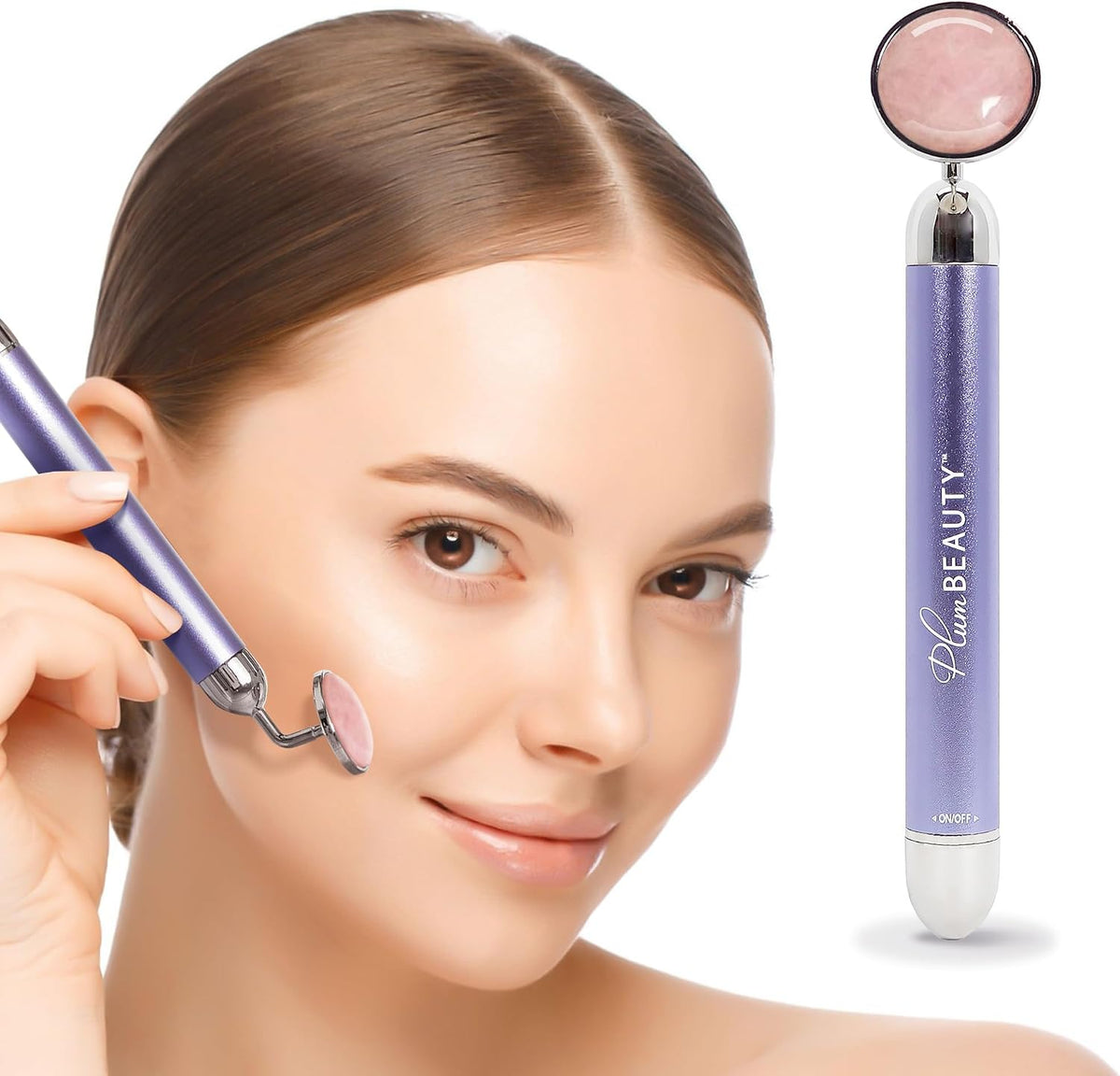 Vibrating Rose Quartz Facial Roller – Electric Face Massager
