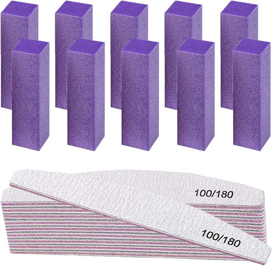 Nail File and Buffer Set – 20 Pcs, 100/180 Grit