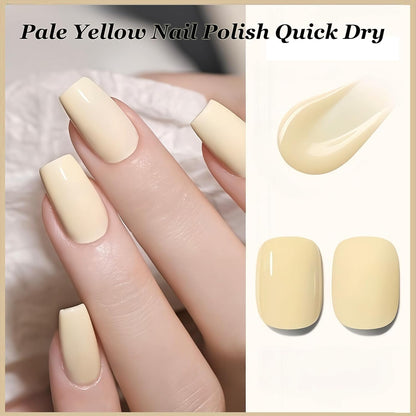 Pastel Yellow Quick-Dry Nail Polish – 15ml Glossy Air Dry Nail Lacquer