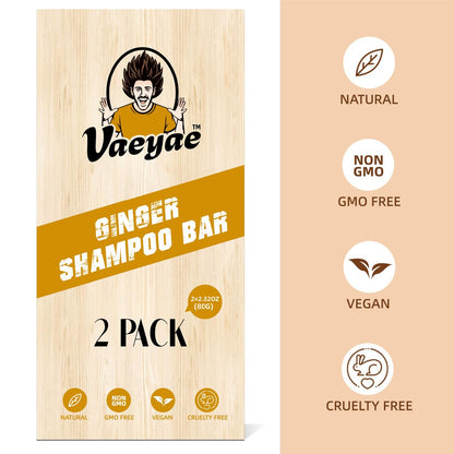 Ginger Solid Shampoo Bar – 2-Piece Hair Cleansing Soap Bar Set