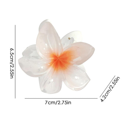White Flower Claw Hair Clips – 2 Pcs, Plumeria Jaw Clips for Women