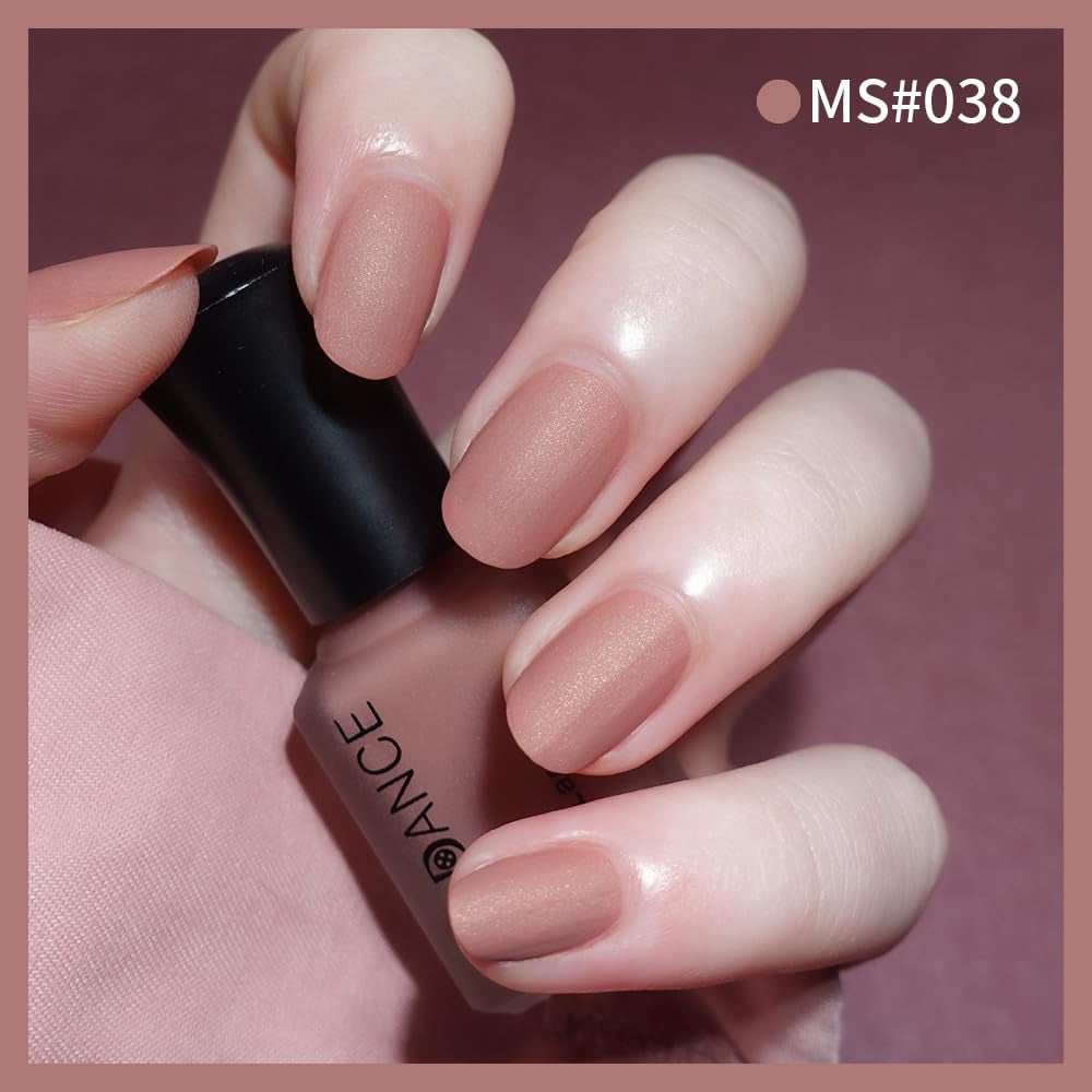 Matte Nude Pink Nail Polish – Quick-Dry Milky Peach Velvet Nail Lacquer
