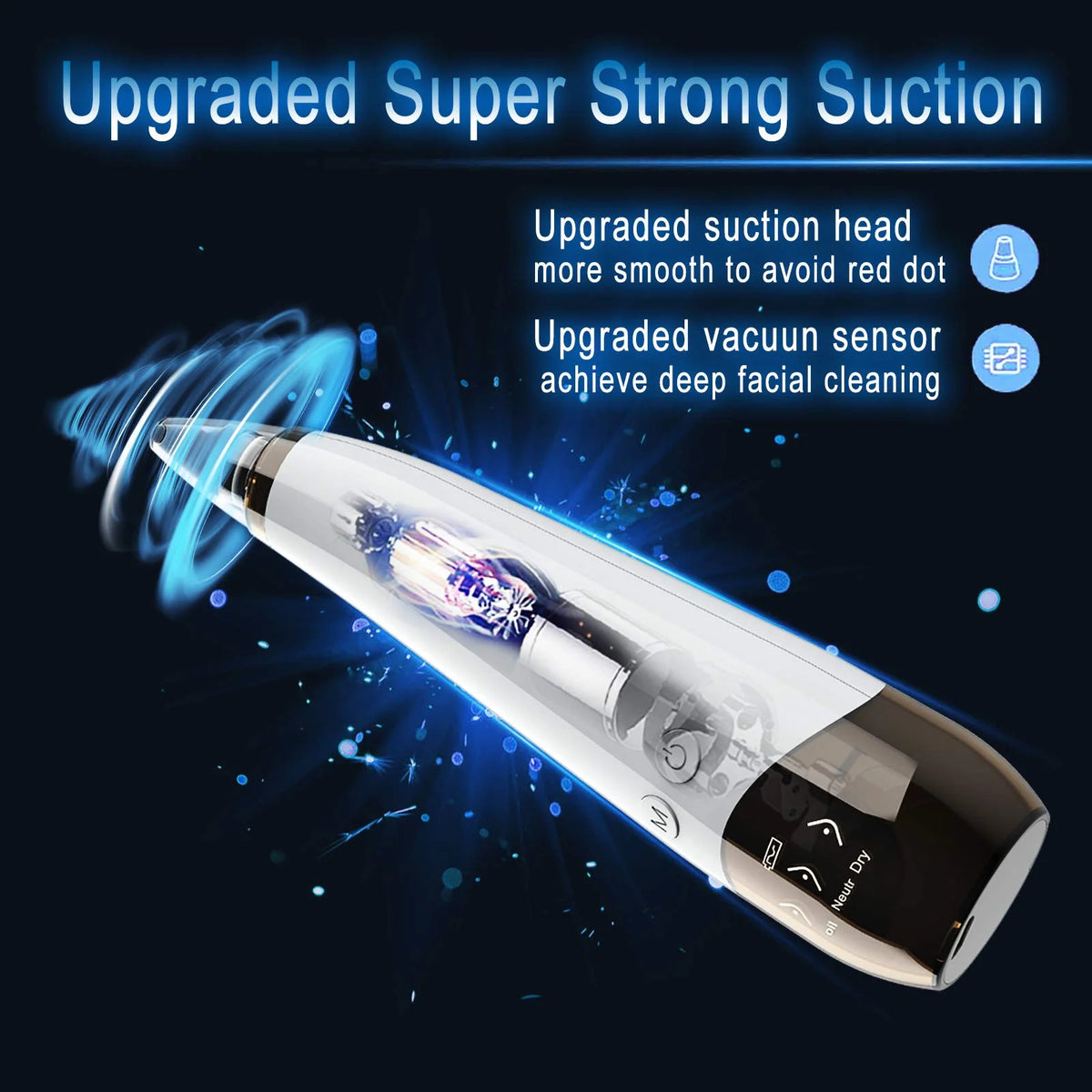 USB Electric Pore Vacuum Cleaner with 5 Probes – White