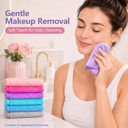 Reusable Microfiber Makeup Remover Cloths – 7 Pack, Mixed Colors