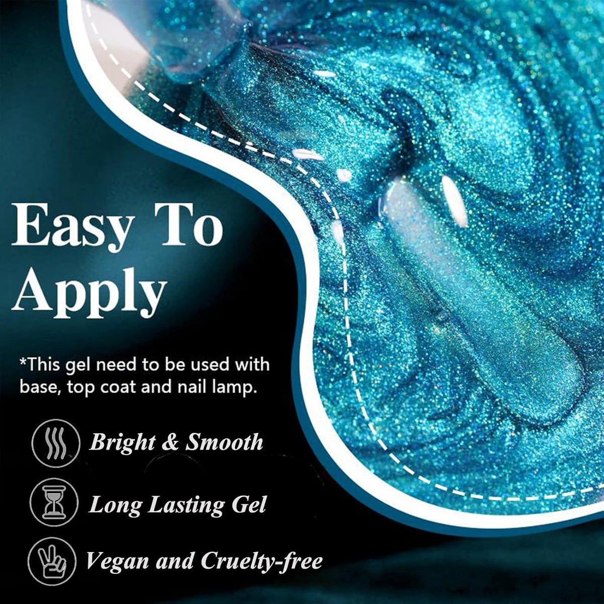 Blue Cat Eye Gel Nail Polish, 12D Magnetic Nail Polish with Magnet, 7.5ML Blue Glitter Gel Nailpolish Shimmery, Long Lasting Dark Magnetic Cateye Color