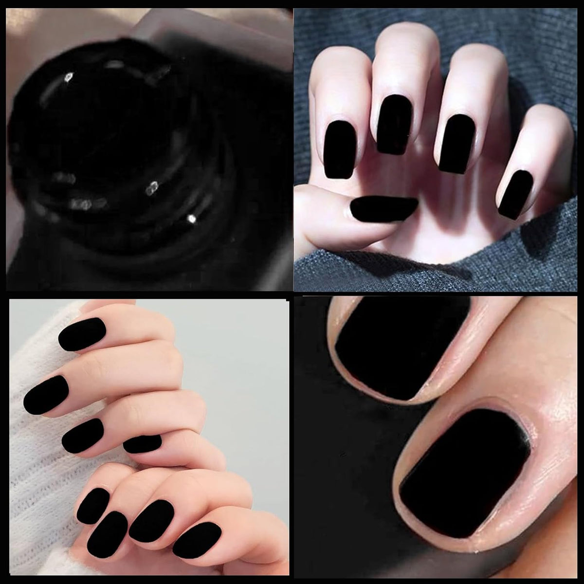 Matte Black Nail Polish – Quick-Dry Vegan Velvet Finish Nail Lacquer
