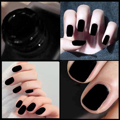 Matte Black Nail Polish – Quick-Dry Vegan Velvet Finish Nail Lacquer