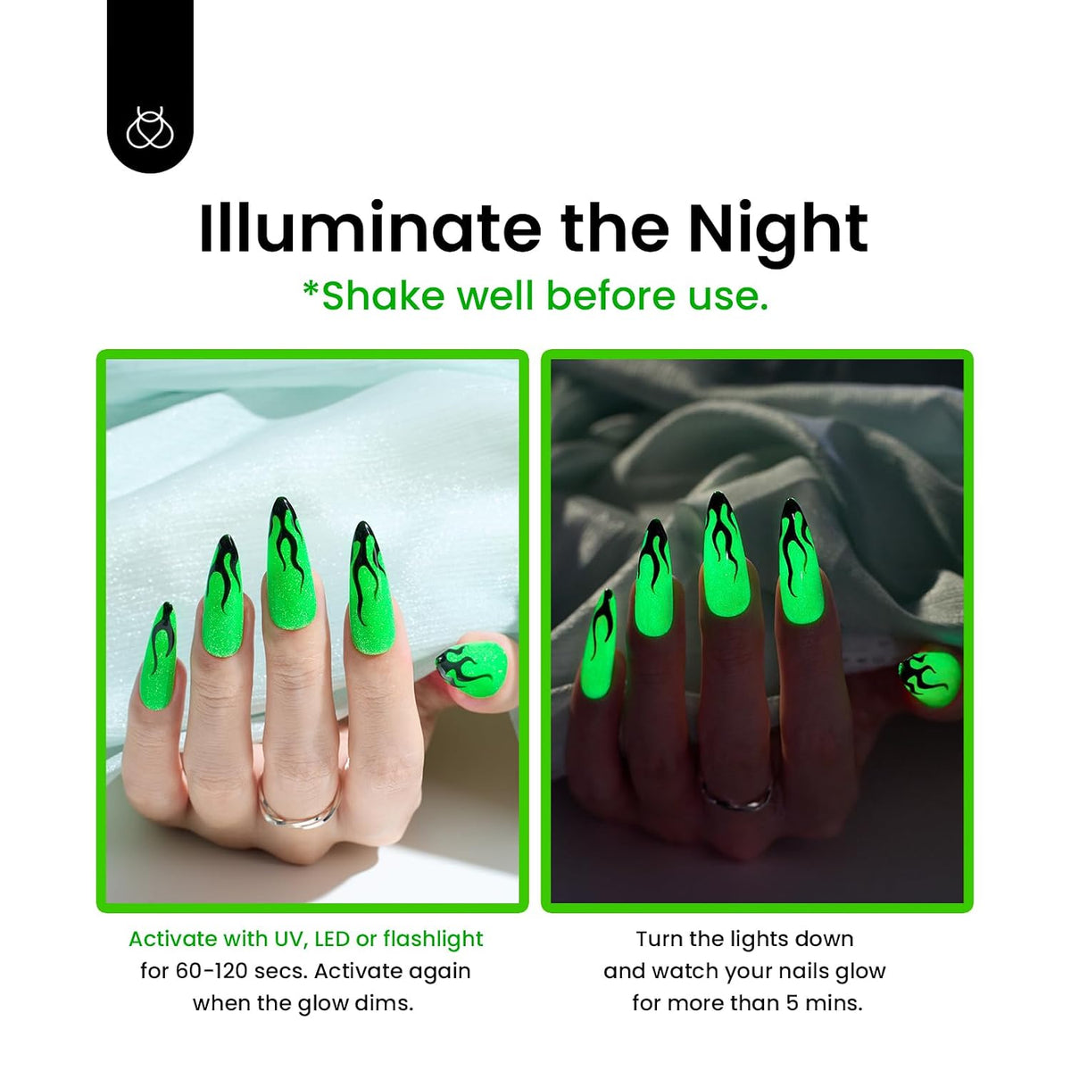Glow in the Dark Green Gel Nail Polish