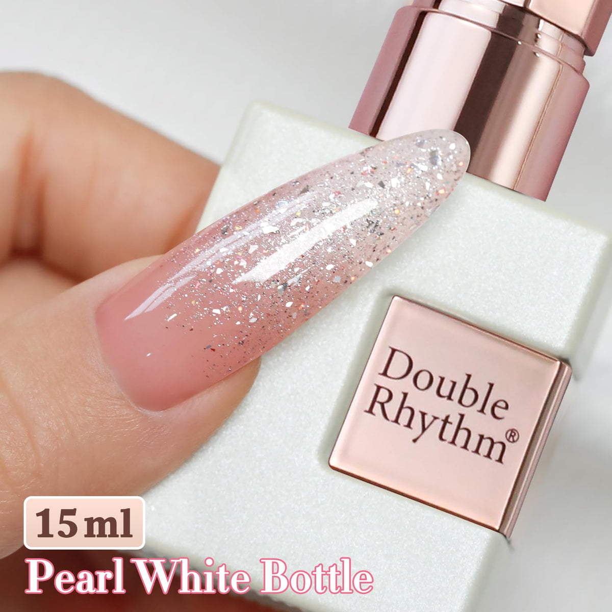 Pastel Pink Glitter Gel Nail Polish – Shimmer Reflective Soak-Off UV/LED Gel Color, 15 ml
