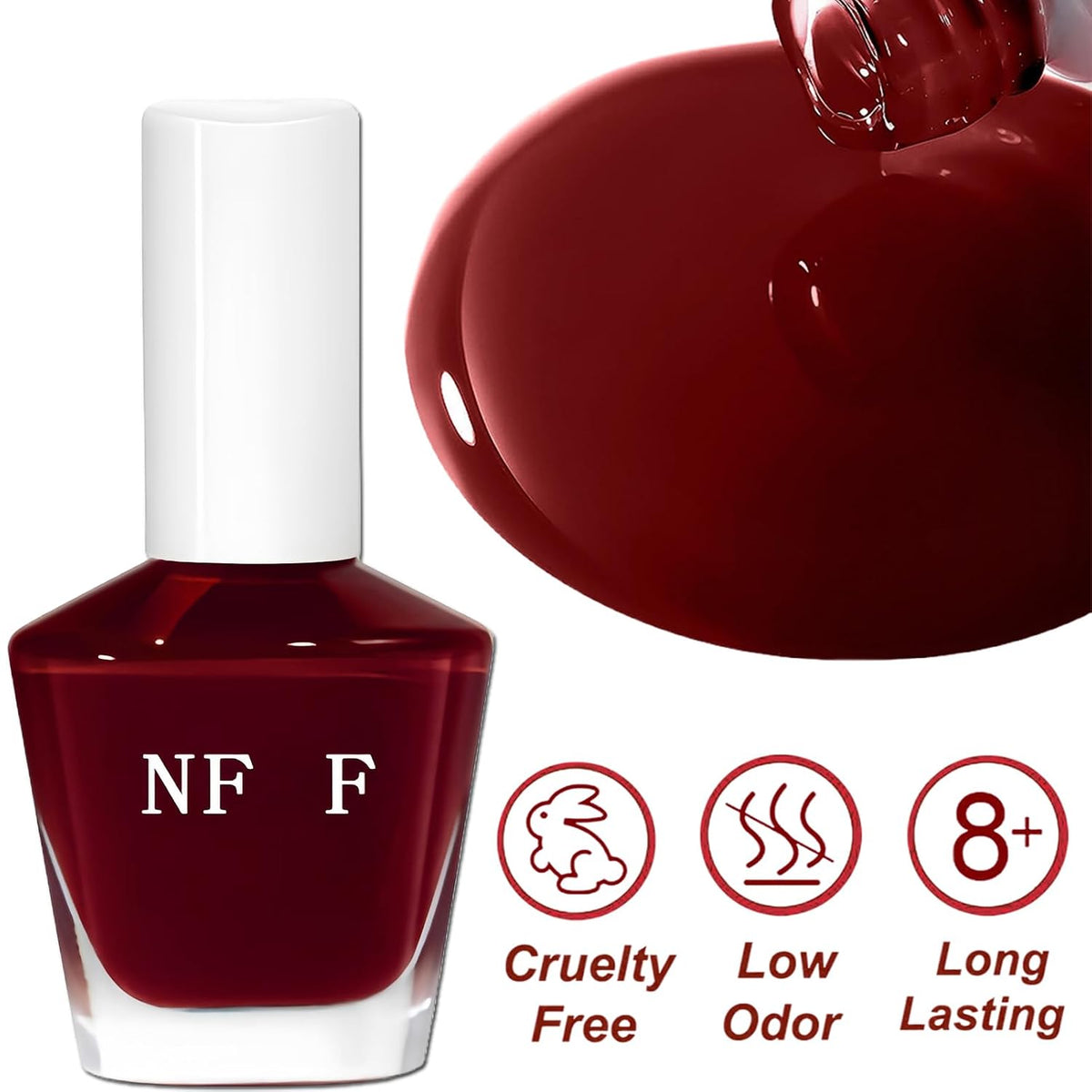 Dark Red Quick-Dry Nail Polish – 15ml Glossy Burgundy Air Dry Nail Lacquer
