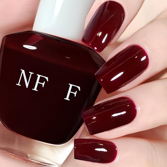 Dark Red Quick-Dry Nail Polish – 15ml Glossy Burgundy Air Dry Nail Lacquer