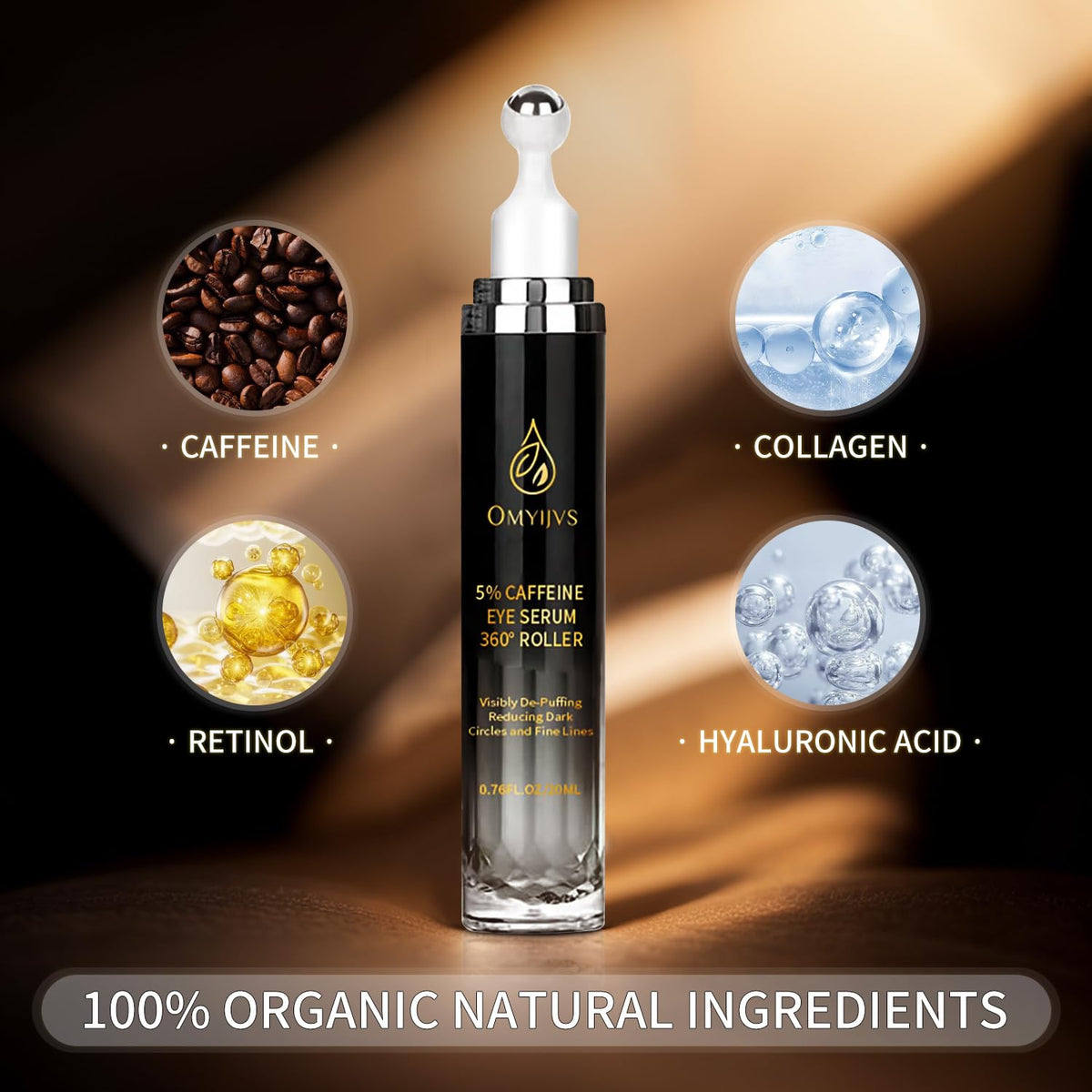 Caffeine Eye Roller Serum – 20ml Massage Ball Under Eye Care