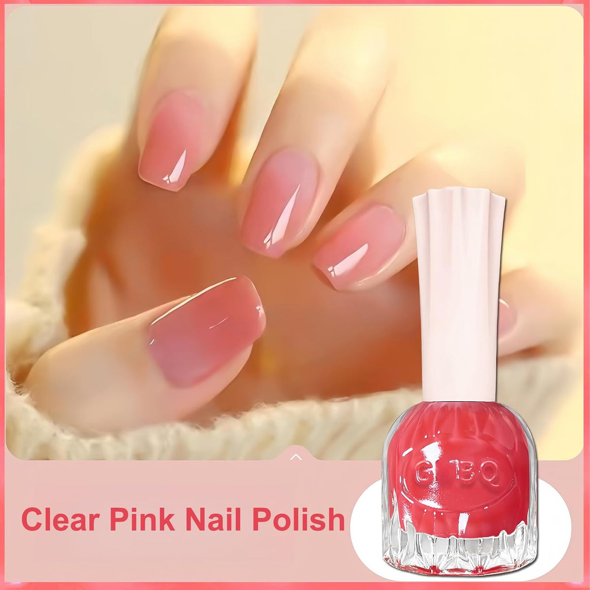 Coral Pink Jelly Nail Polish – 12ml Sheer Water-Based Quick-Dry Nail Lacquer