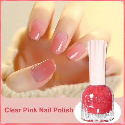Coral Pink Jelly Nail Polish – 12ml Sheer Water-Based Quick-Dry Nail Lacquer