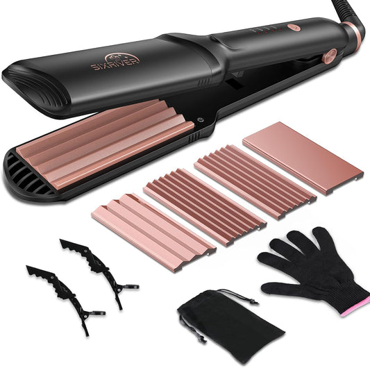 Hair Crimper for Women, 4-In-1 Ceramic Crimper Tool Flat Crimping Iron