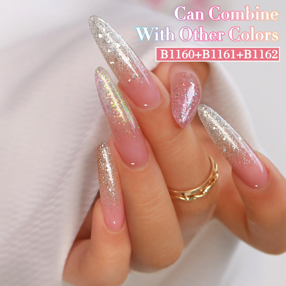 Pastel Pink Glitter Gel Nail Polish – Shimmer Reflective Soak-Off UV/LED Gel Color, 15 ml