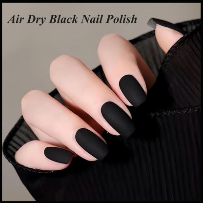 Matte Black Nail Polish – Quick-Dry Vegan Velvet Finish Nail Lacquer