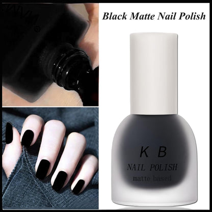 Matte Black Nail Polish – Quick-Dry Vegan Velvet Finish Nail Lacquer