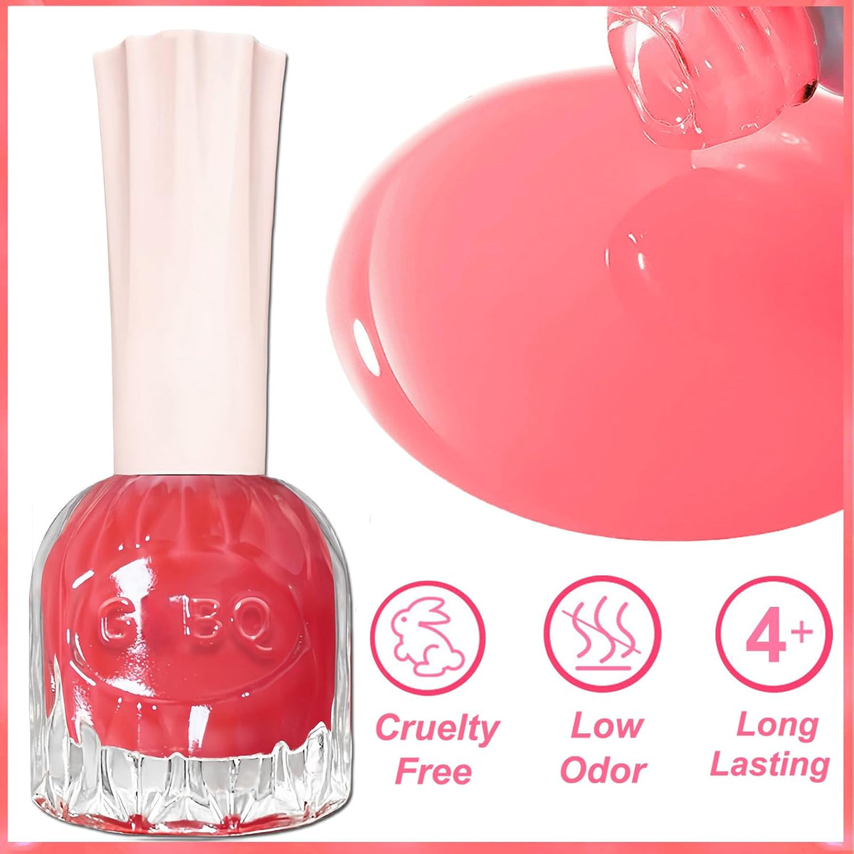 Coral Pink Jelly Nail Polish – 12ml Sheer Water-Based Quick-Dry Nail Lacquer
