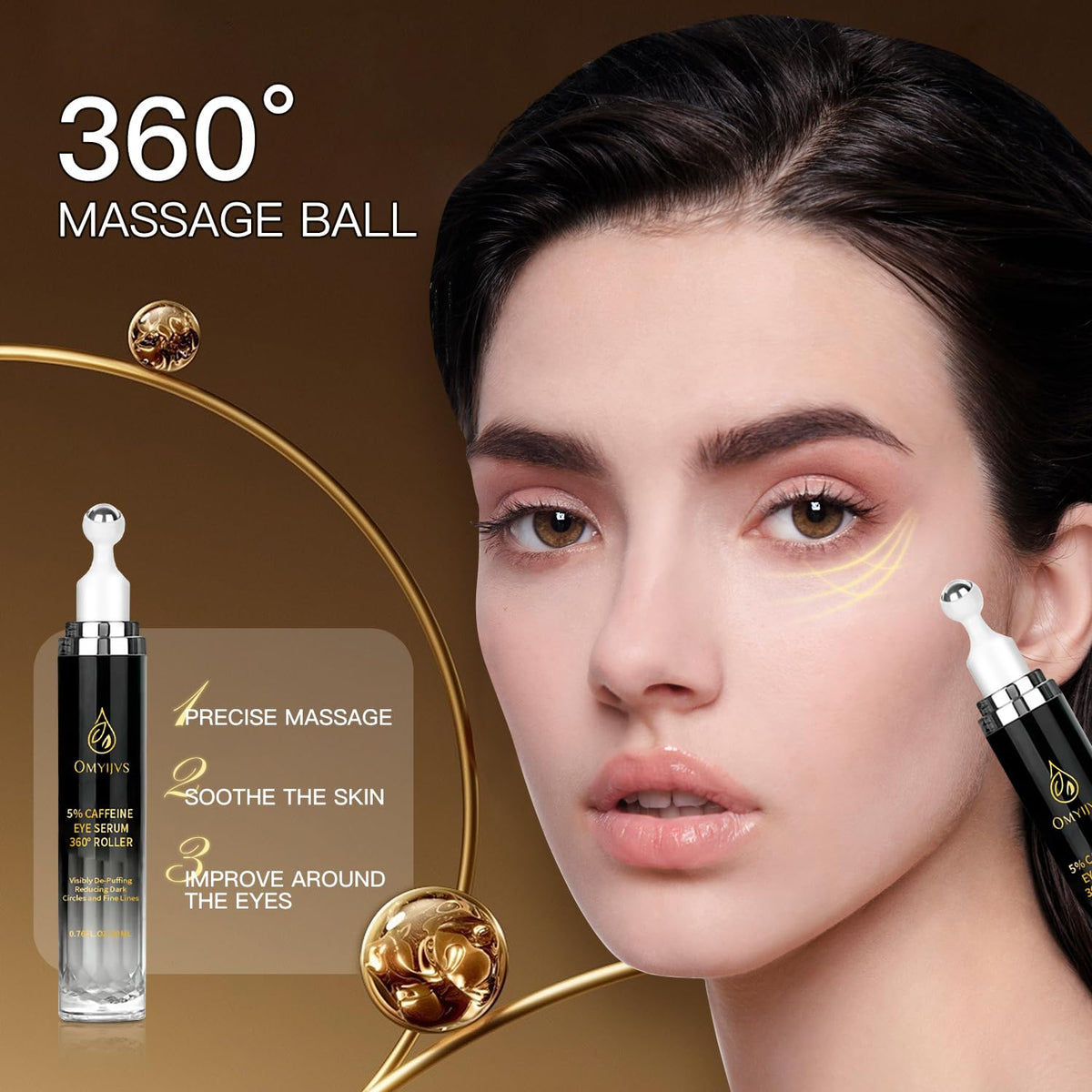 Caffeine Eye Roller Serum – 20ml Massage Ball Under Eye Care