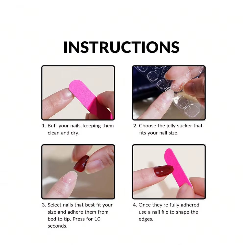 Stiletto Press-On Nails Set – 24 Pcs, Full Cover Designs