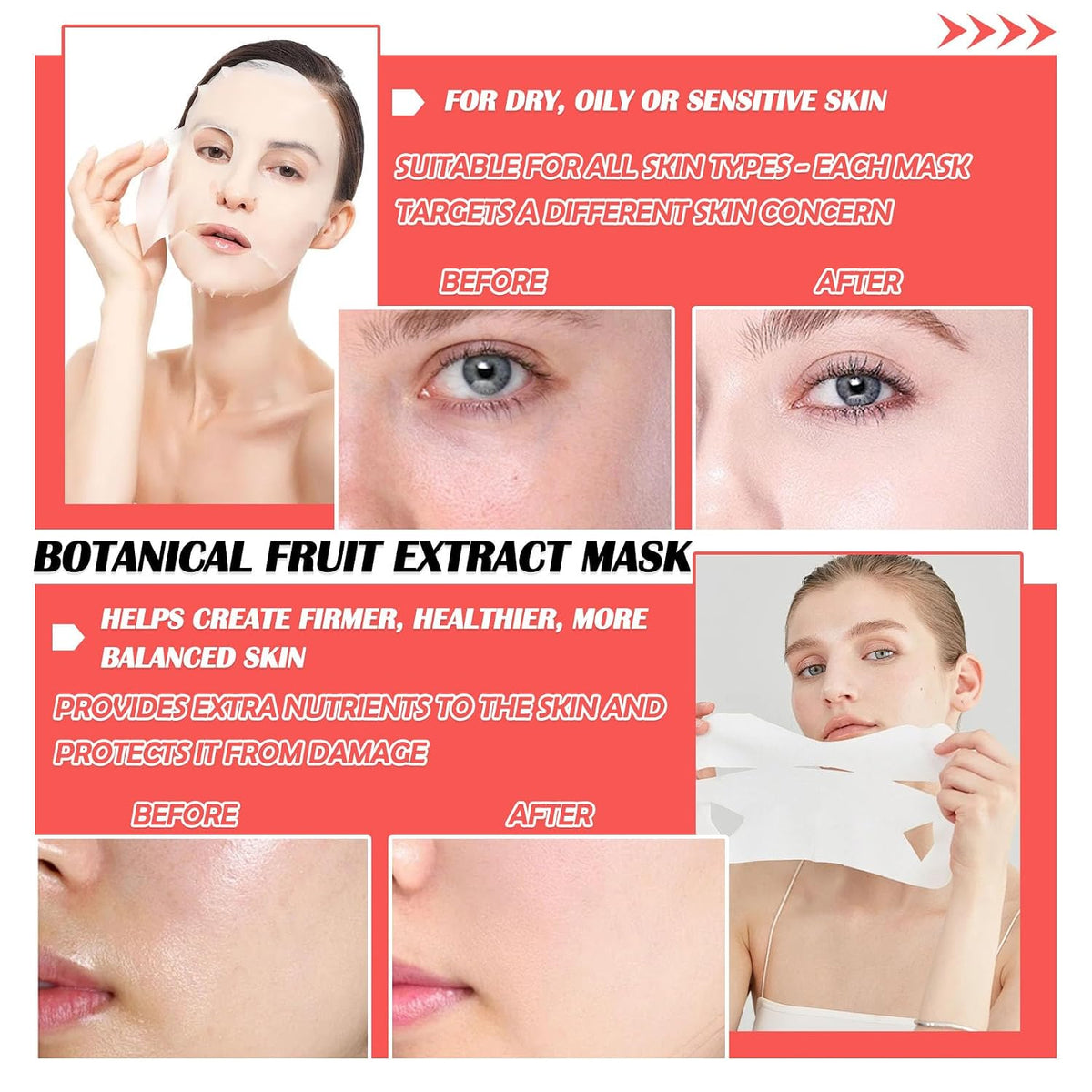 20-Piece Hydrating Facial Sheet Mask Set – Daily Moisturizing Face Masks