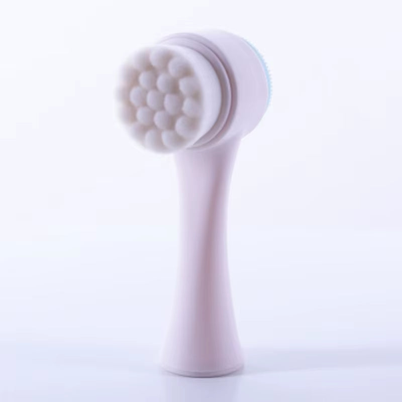 Double-Sided Facial Cleansing Brush – Silicone Face Scrubber with Soft Bristles