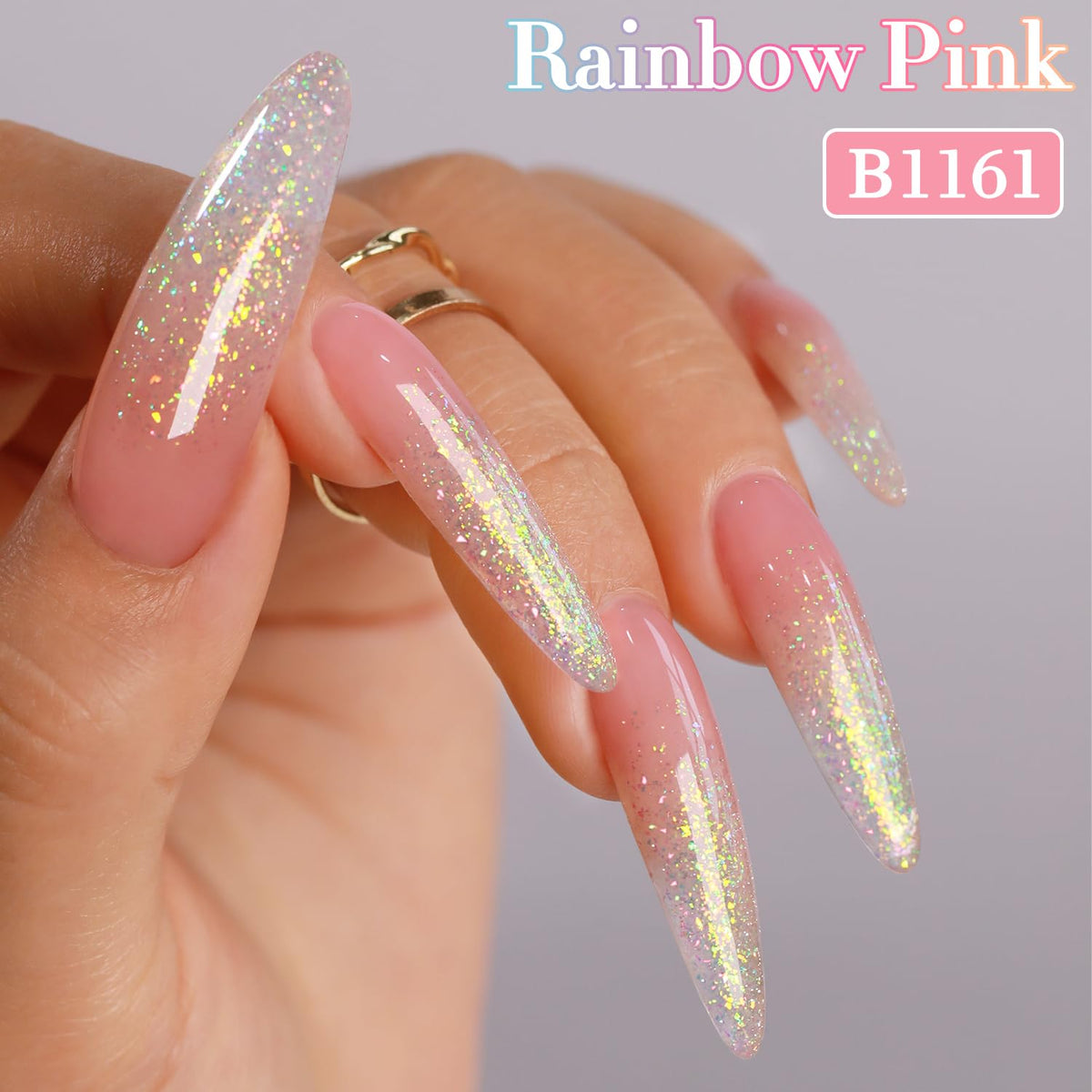 Rose Pink Glitter Gel Nail Polish – Shimmer Reflective Soak-Off UV/LED Gel Color, 15 ml