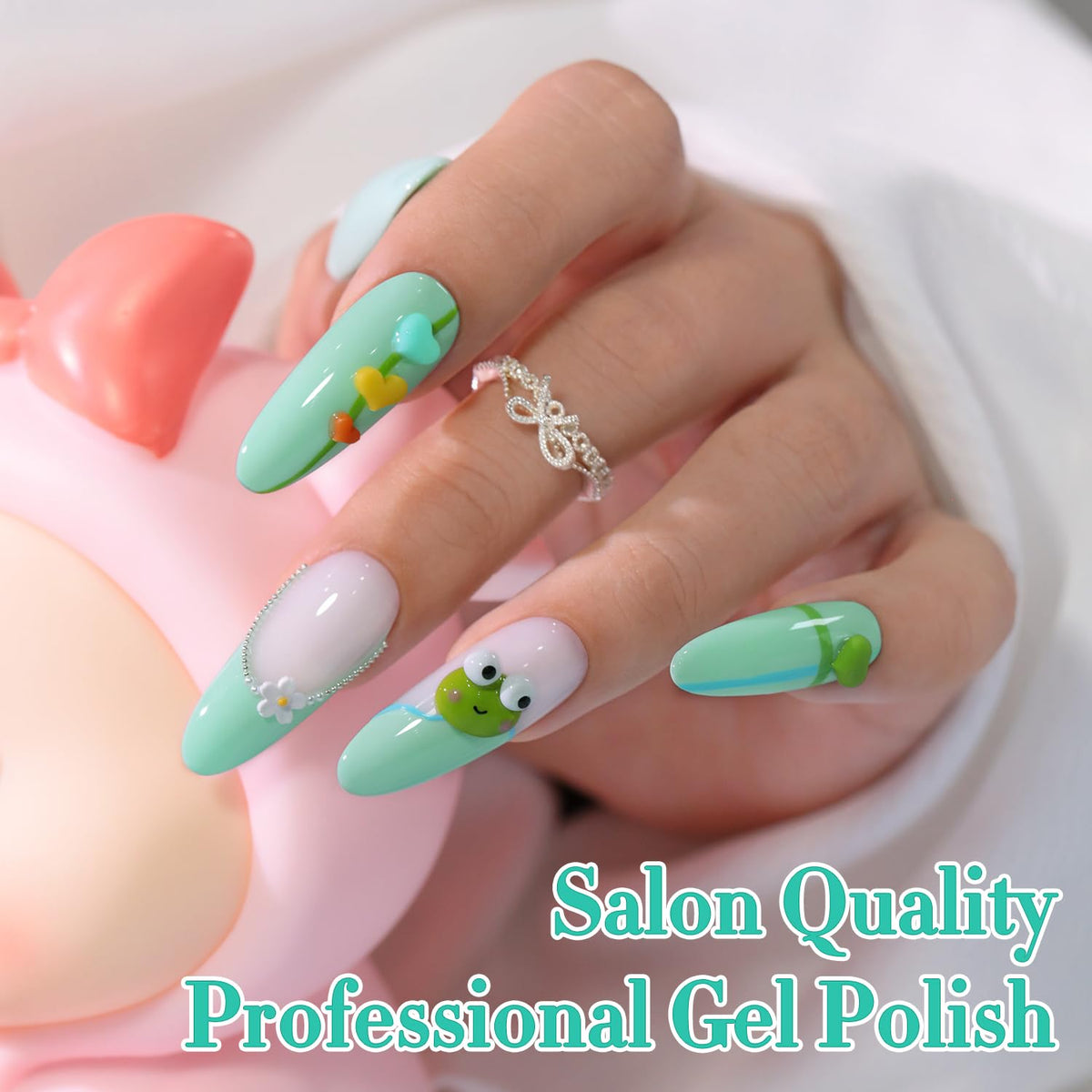 15ML Gel Nail Polish Pure Sheer Same Color Same Bottle Soak off Gel Polish Art Manicure Salon DIY at Home for Women (Mint Green Glow-A1315)